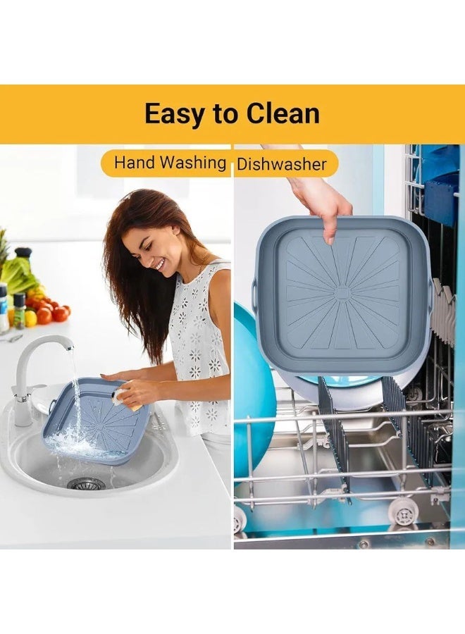 Air Fryer Liners Reusable Silicone Tray Foldable Kitchen Basket Versatile Square Baking Pot Accessories for Air Fryer, Microwave, Oven - Image 3